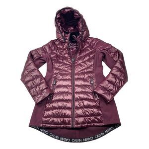 Calvin Klein Performance Hooded Puffer Coat,Burgundy rose Small NWOT ORG $129‎